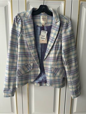 Autres Filles Pastel Plaid Blazer Jacket - Lavender & Cream